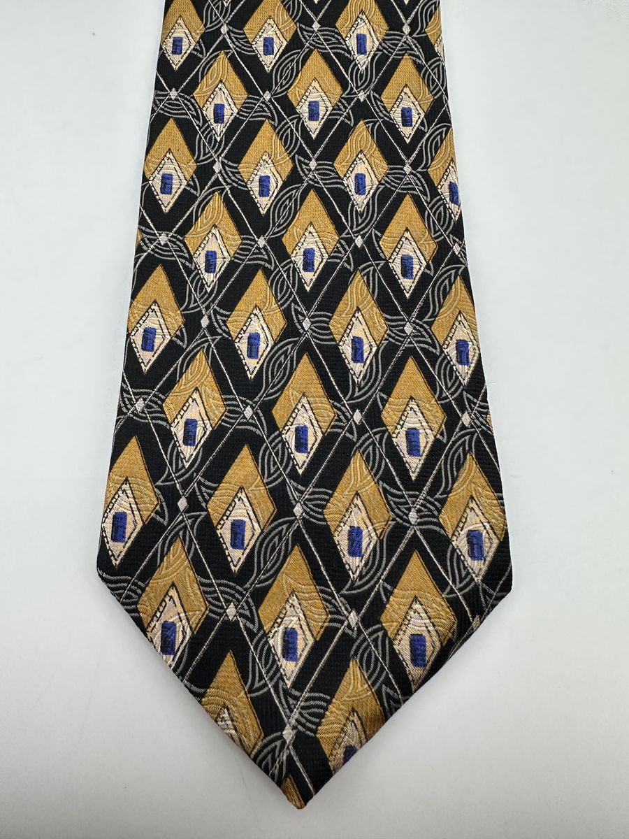 Robert Talbott Best of Class Silk Tie NWT Black Gold Geometric USA 3.75"