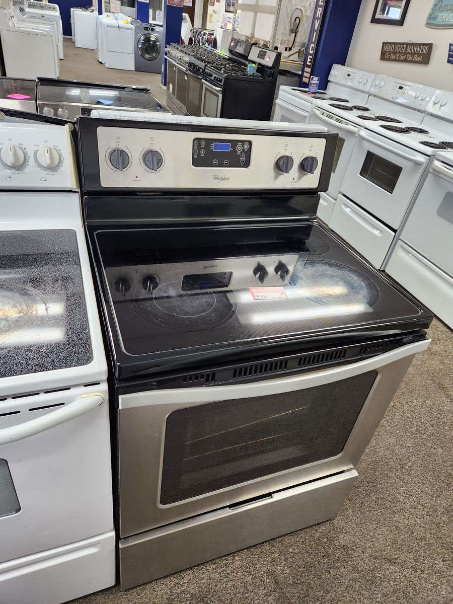 NICE WHIRLPOOL STAINLESS STEEL GLASS TOP RANGE! W-WARRANTY