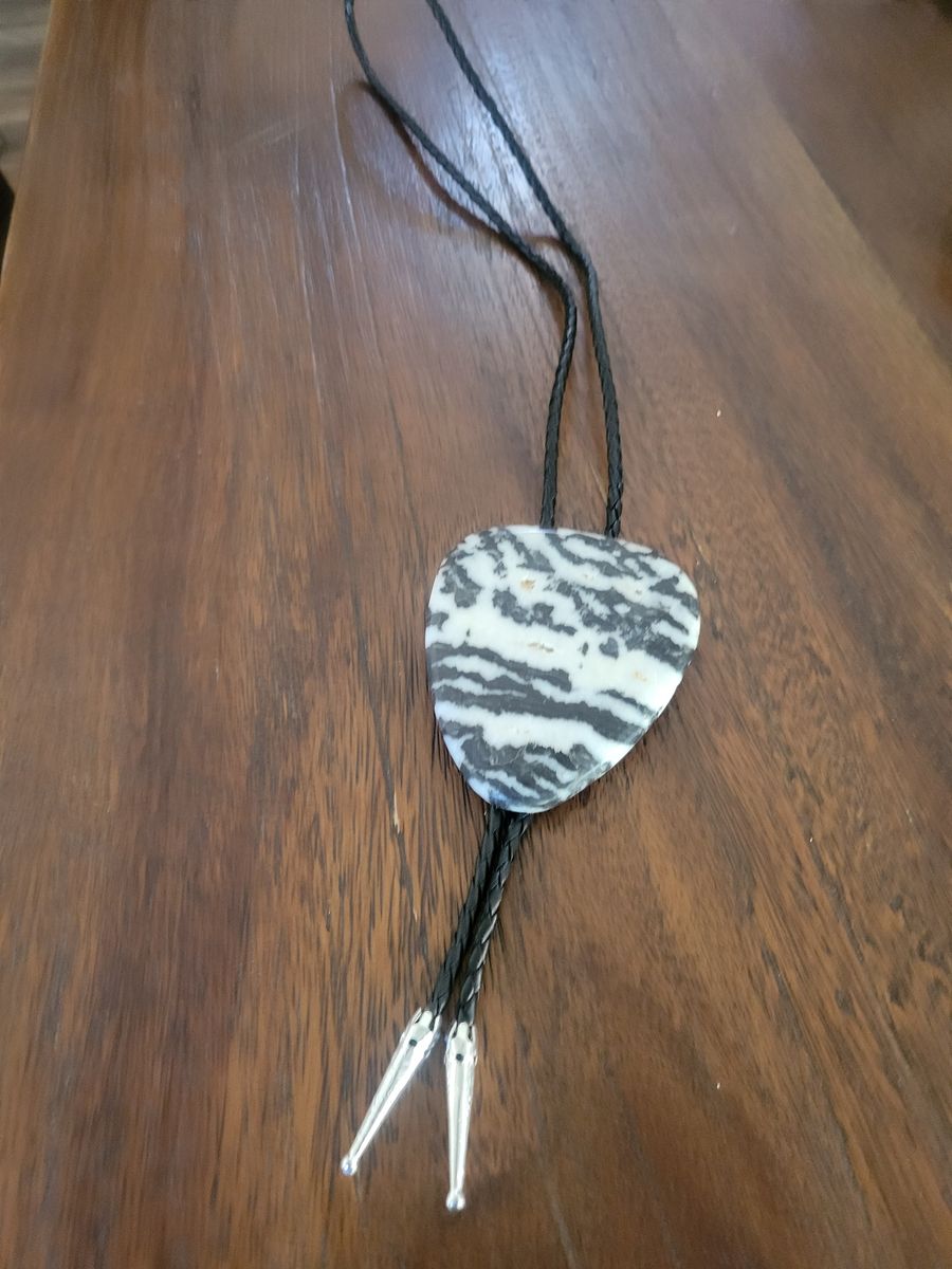 Extra Large Zebra Bolo Tie Natural Stone