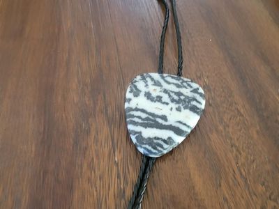 Extra Large Zebra Bolo Tie Natural Stone