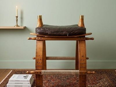 Rare Tall Vintage Camel Saddle Barstool
