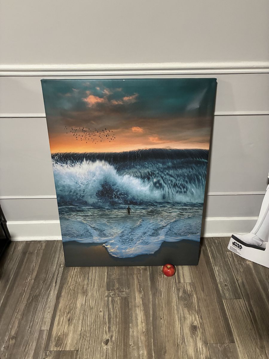 Canvas Art Super Motivational (Man vs Tsunami!)