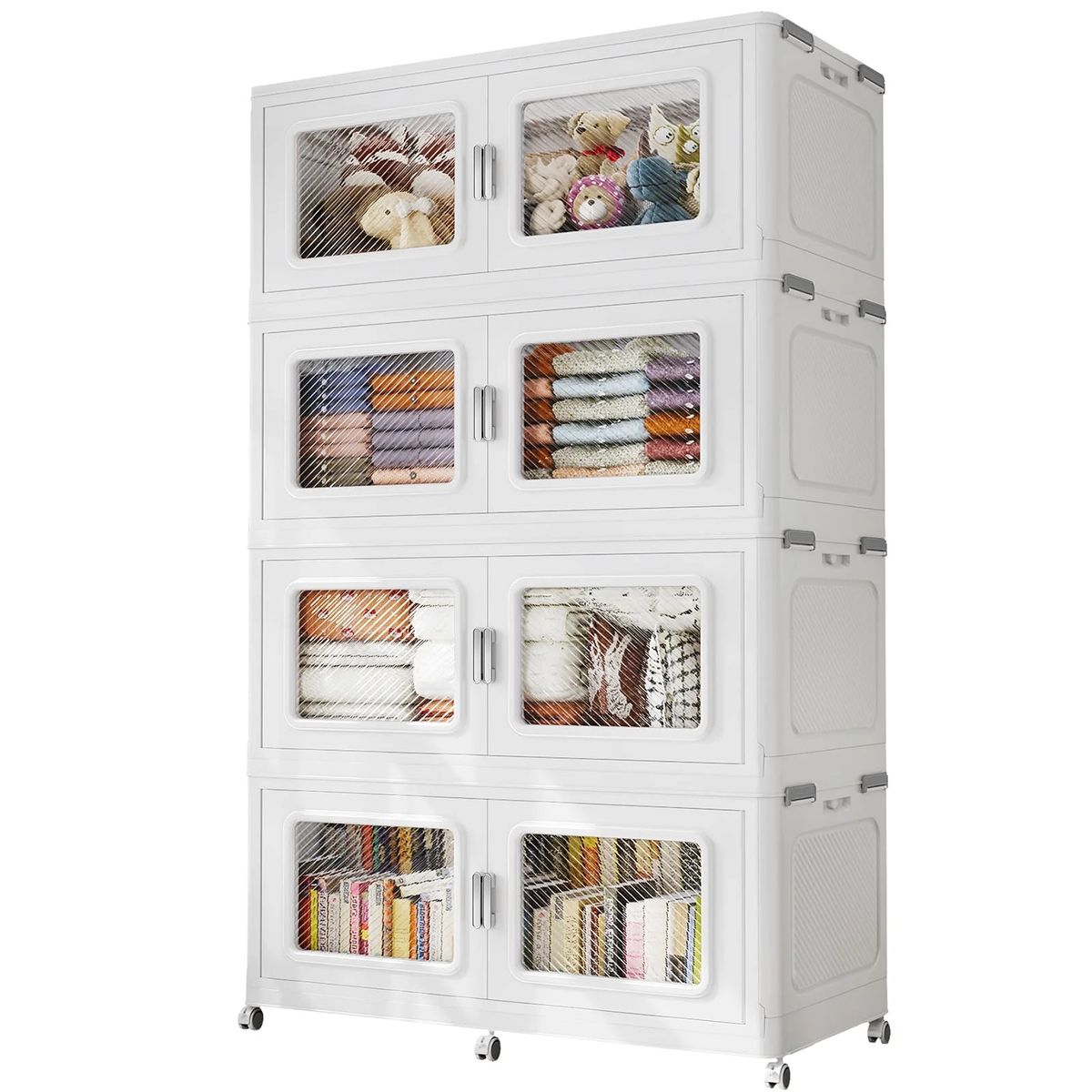 New Collapsible Storage Cabinet White Clear