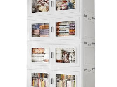 New Collapsible Storage Cabinet White Clear