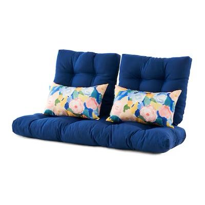 New ARTPLAN Blue Outdoor Cushion Set of 5 Loveseat