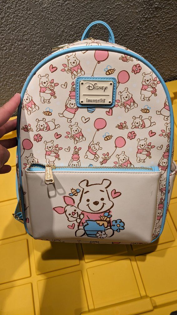 Loungefly Disney Winnie the Pooh & Piglet Mini Backpack White/Blue/Pink - NWT