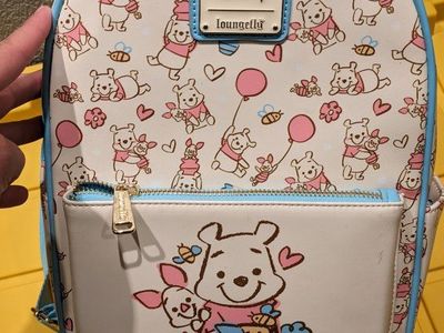Loungefly Disney Winnie the Pooh & Piglet Mini Backpack White/Blue/Pink - NWT
