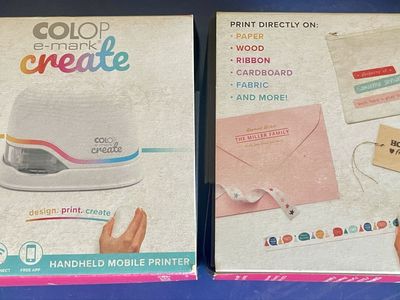 New! COLOP e-mark create Handheld Mobile Printer - Multi-Color, Wi-Fi, Free App for Custom Designs