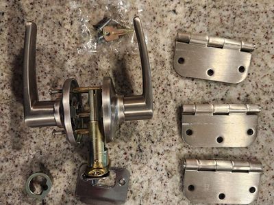 Brushed nickel door knob lever with hinges