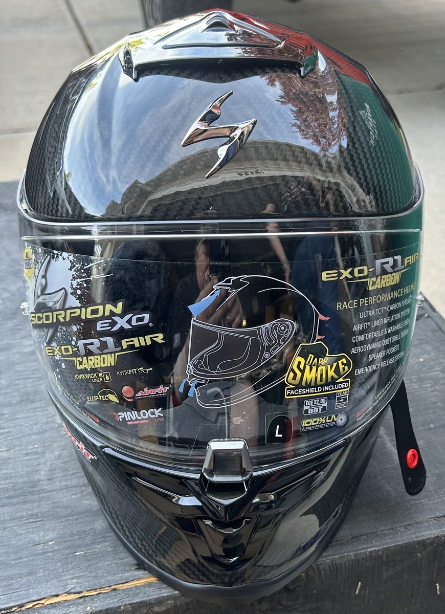 Scorpion EXO-R1 Air Carbon Fiber Full Face Helmet - Large, Black, Race Performance