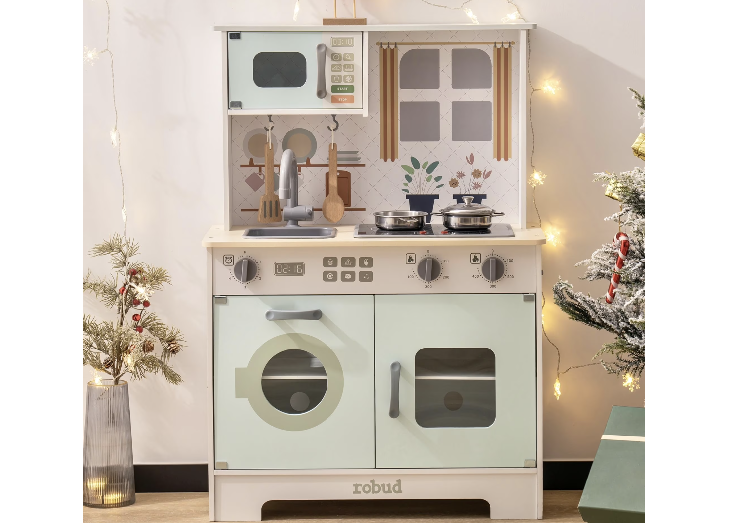 New in Box Interactive Smart Toy Kitchen Set for Kids with Lights and Sounds, Age 3+, Light Green