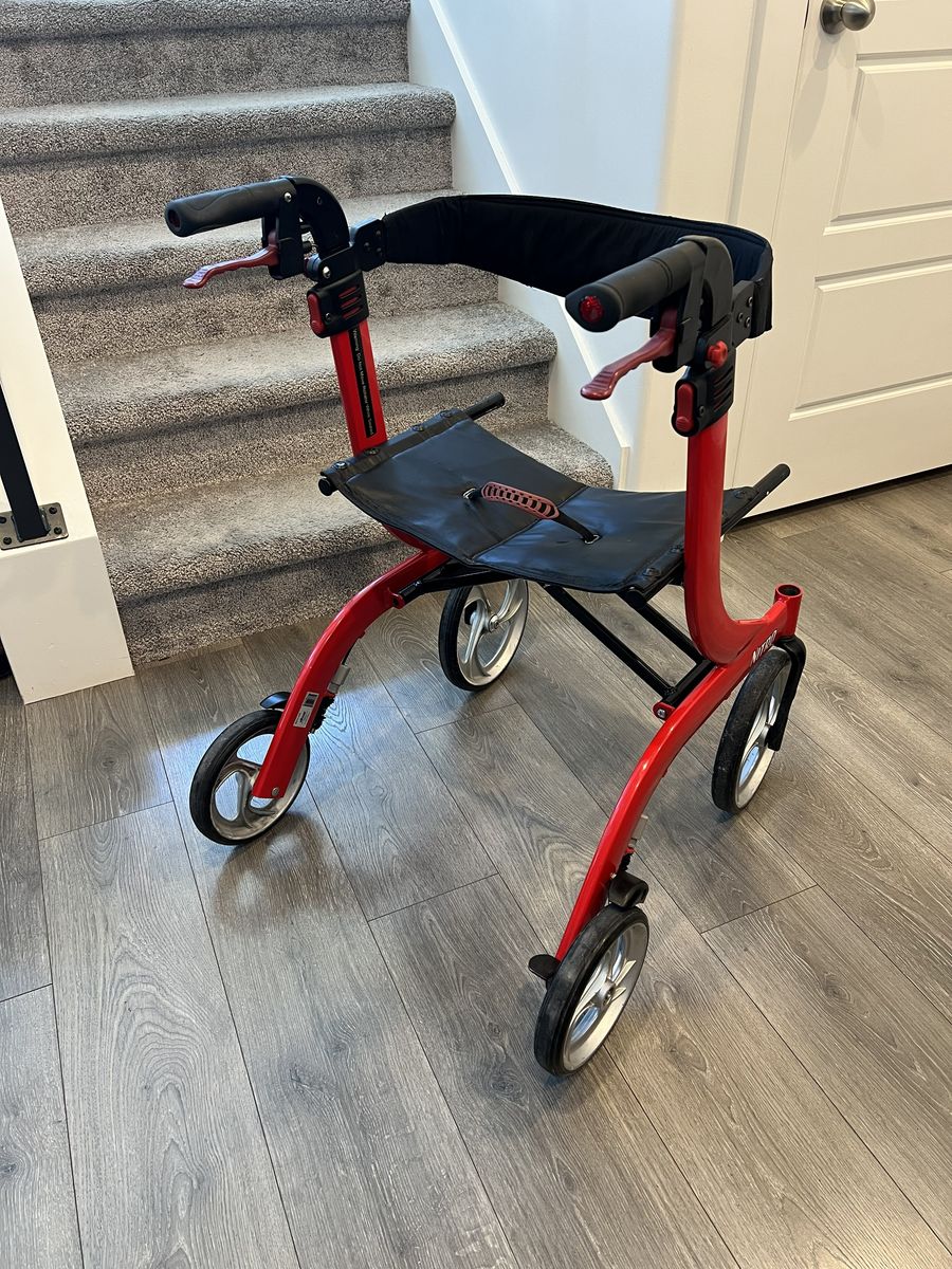 Drive Medical Nitro Rollator Walker | Red | Folds Flat
