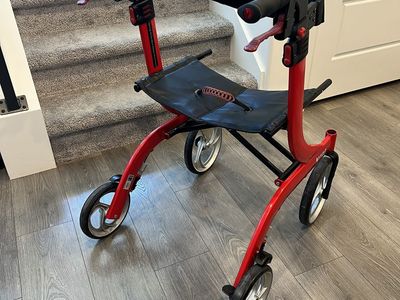 Drive Medical Nitro Rollator Walker | Red | Folds Flat
