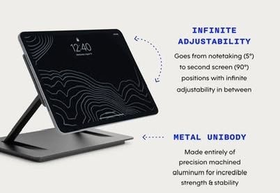 Lab22 Infinity Adjust Stand for iPad Pro 12.9" (3rd-6th Gen) - Metal Unibody, 360° Pivot