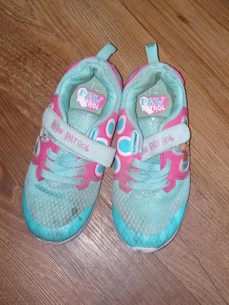 Paw Patrol Girls Size 12 Light Blue Pink Hook-and-Loop Sneakers