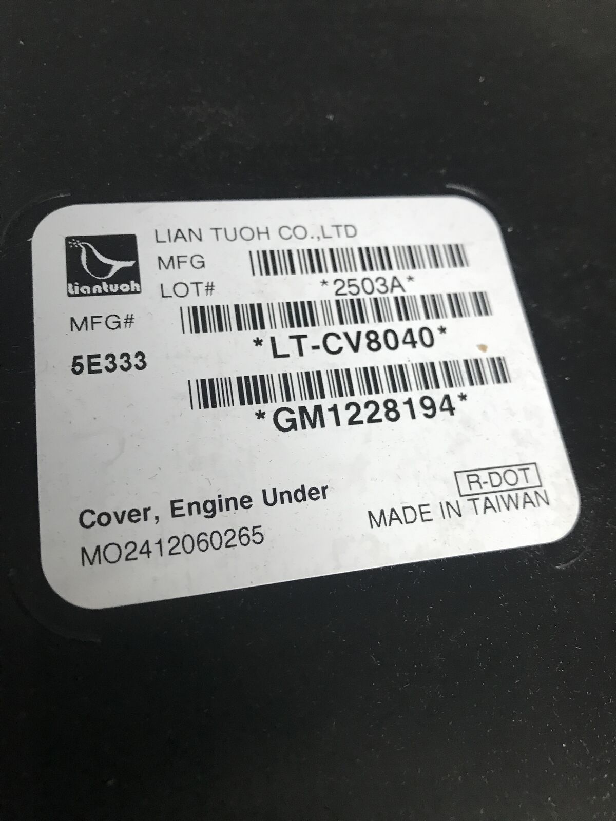 2014-2018 Chevrolet Silverado 1500 - Front Engine Splash Shield