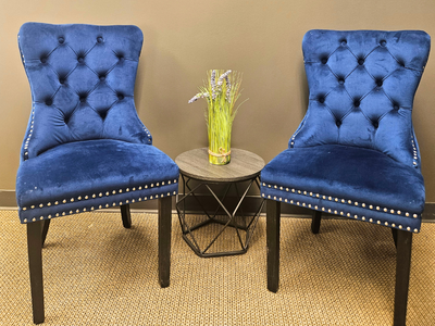 Navy Blue Velvet Tufted Accent / Dining Chairs - set of 2