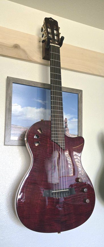 Cordoba Stage Thinbody Nylon String Acoustic-Electric Guitar, Transparent Red, Excellent Condition