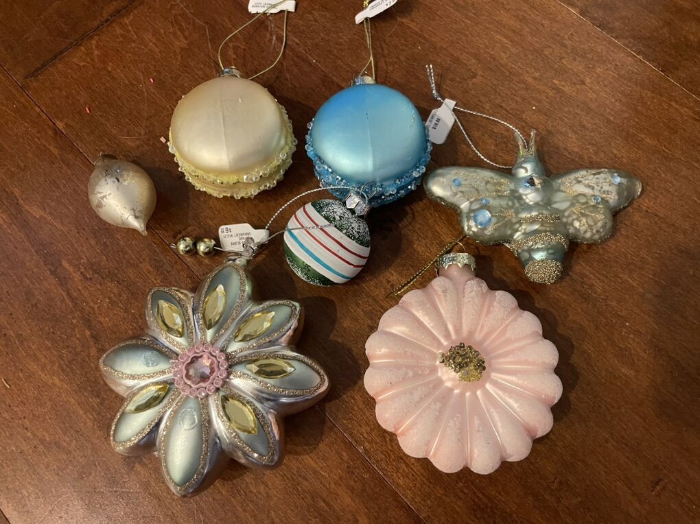 7 New Vintage Style Glass Ornaments