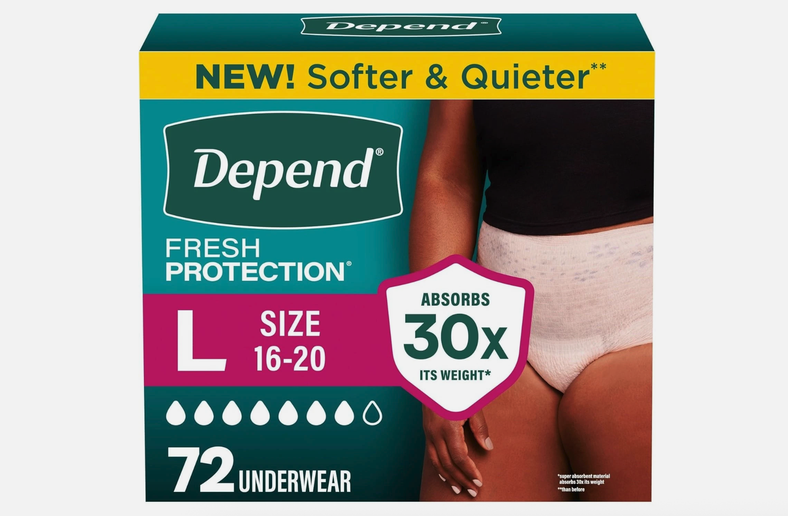 Depend Fresh Protection Women’s Incontinence Underwear Large 72 Ct Max Absorb