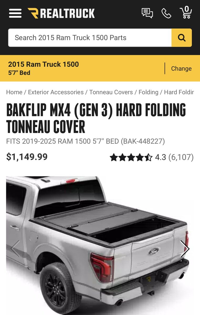 BAKFLIP Mx4 (gen 3) hard folding tonneau cover