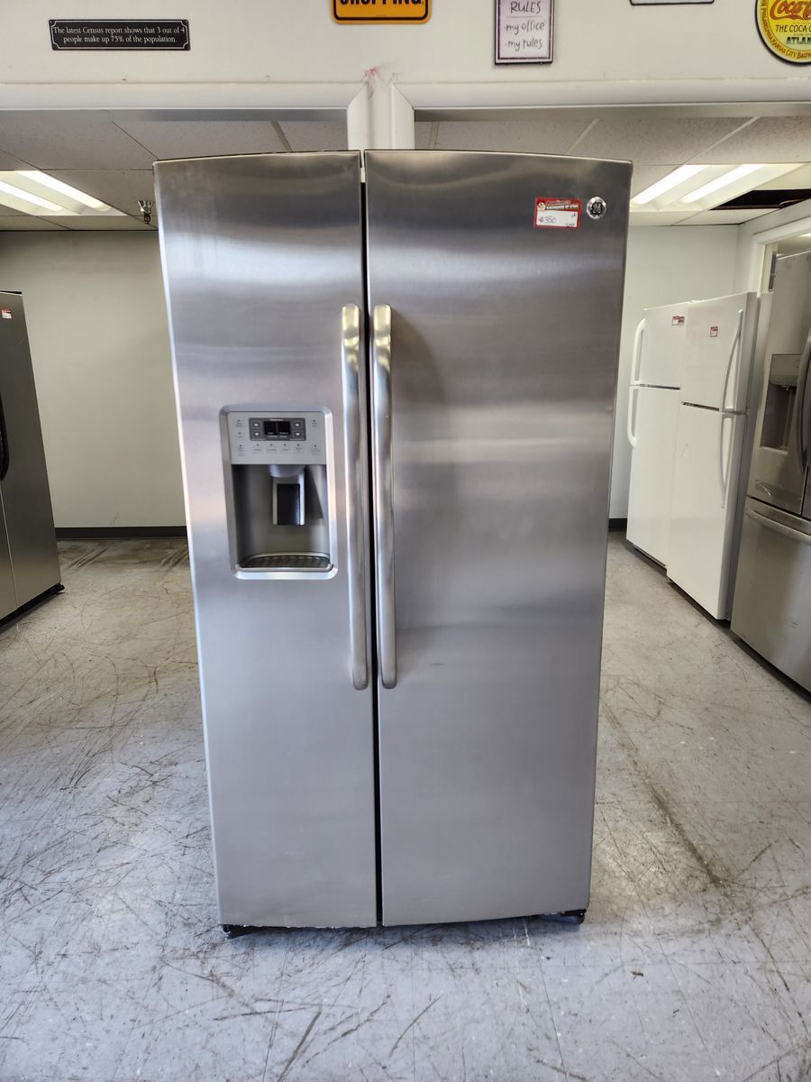GE Side-by-Side Stainless Steel Refrigerator with a Full Warranty