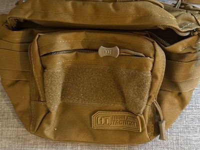 Highland Tactical Khaki/Tan Tactical Waist Pack/Fanny Pack with Multiple Pockets & MOLLE Webbing