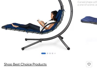 Hanging Curved Chaise Lounge Chair w/ Built-In Pillow, Removable Canopy