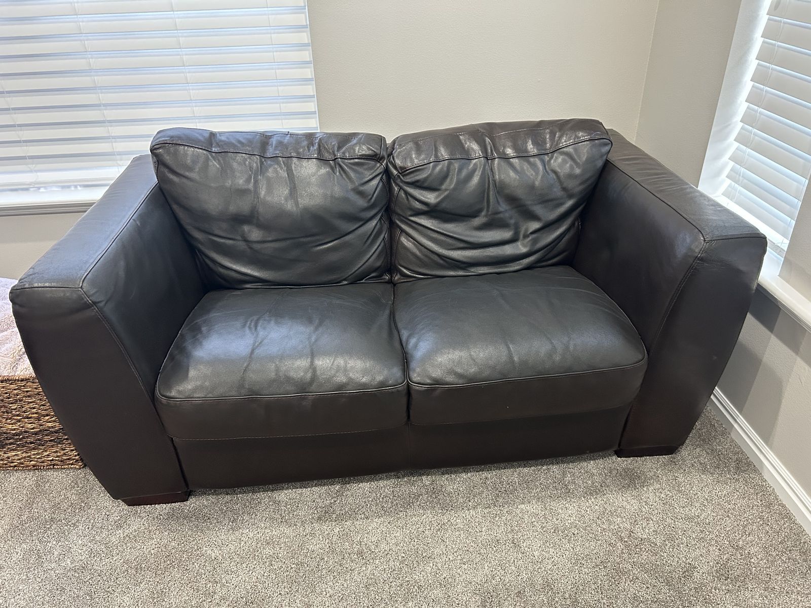Dark Brown Leather Couch Set (Sofa + Loveseat + Chair + Ottoman)