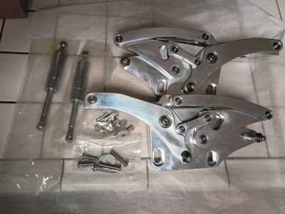 Billet Aluminum Custom Hood Hinges Set with Mounting Hardware fits 1967 to 1970 mustangs