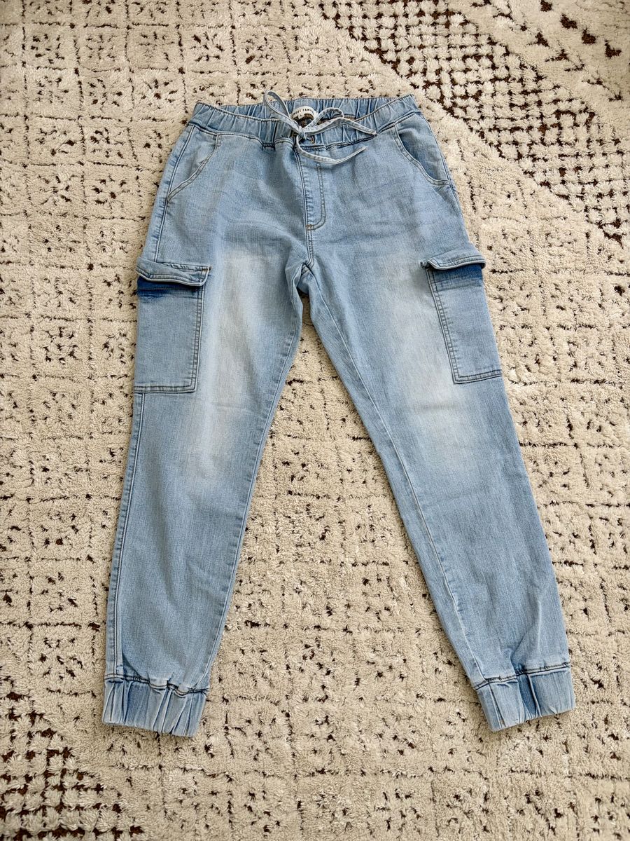 Stretchy Denim Cargo Pants