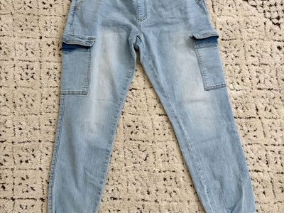 Stretchy Denim Cargo Pants