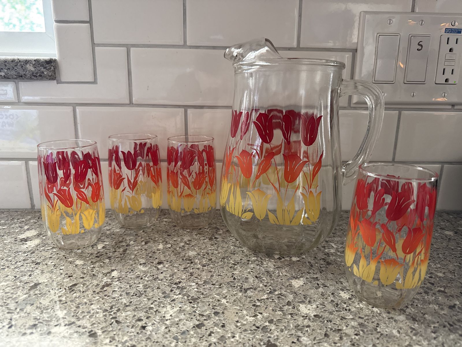 Matching pitcher and glasses