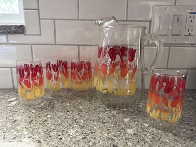Matching pitcher and glasses