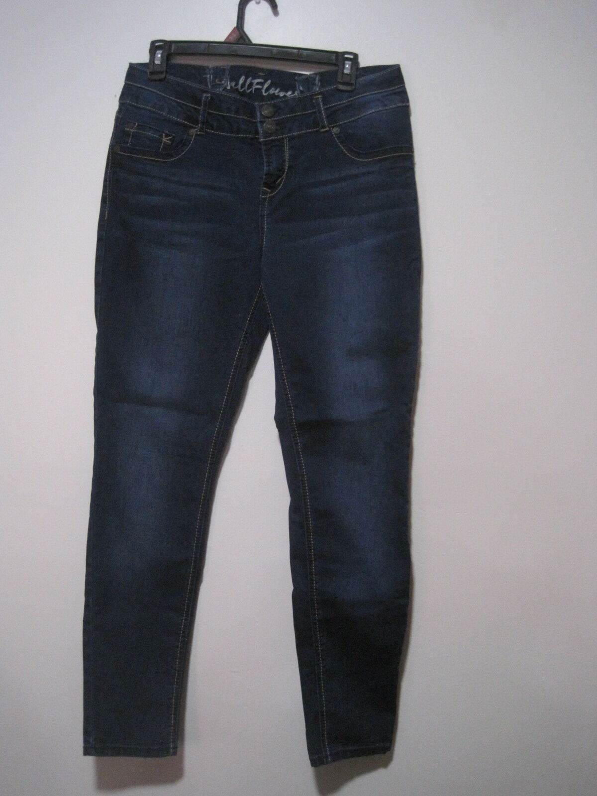 Wallflower Stretch Dark Blue Denim Jeans Pants with Sequins Trim Women's Size 13