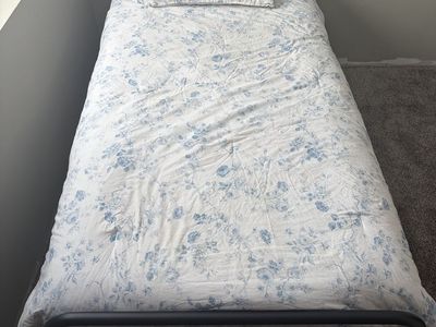 Black Metal Twin Bed Frame with Headboard and Footboard