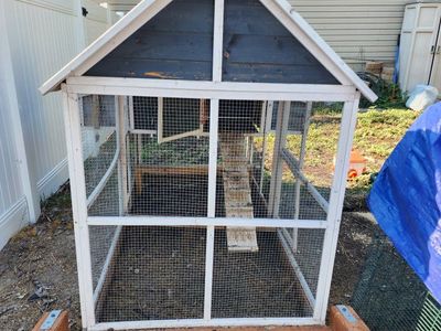 Mobile Outdoor Wooden Chicken Coop Tractor with Wheels and Nesting Boxes
