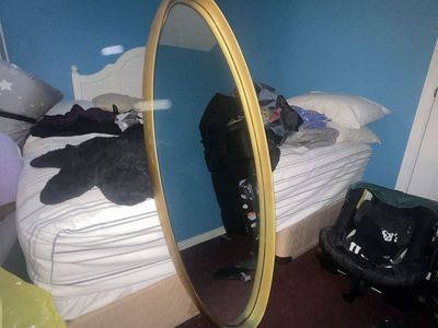 Oval Gold Frame Full-Length Mirror - Versatile Wall or Floor Decor