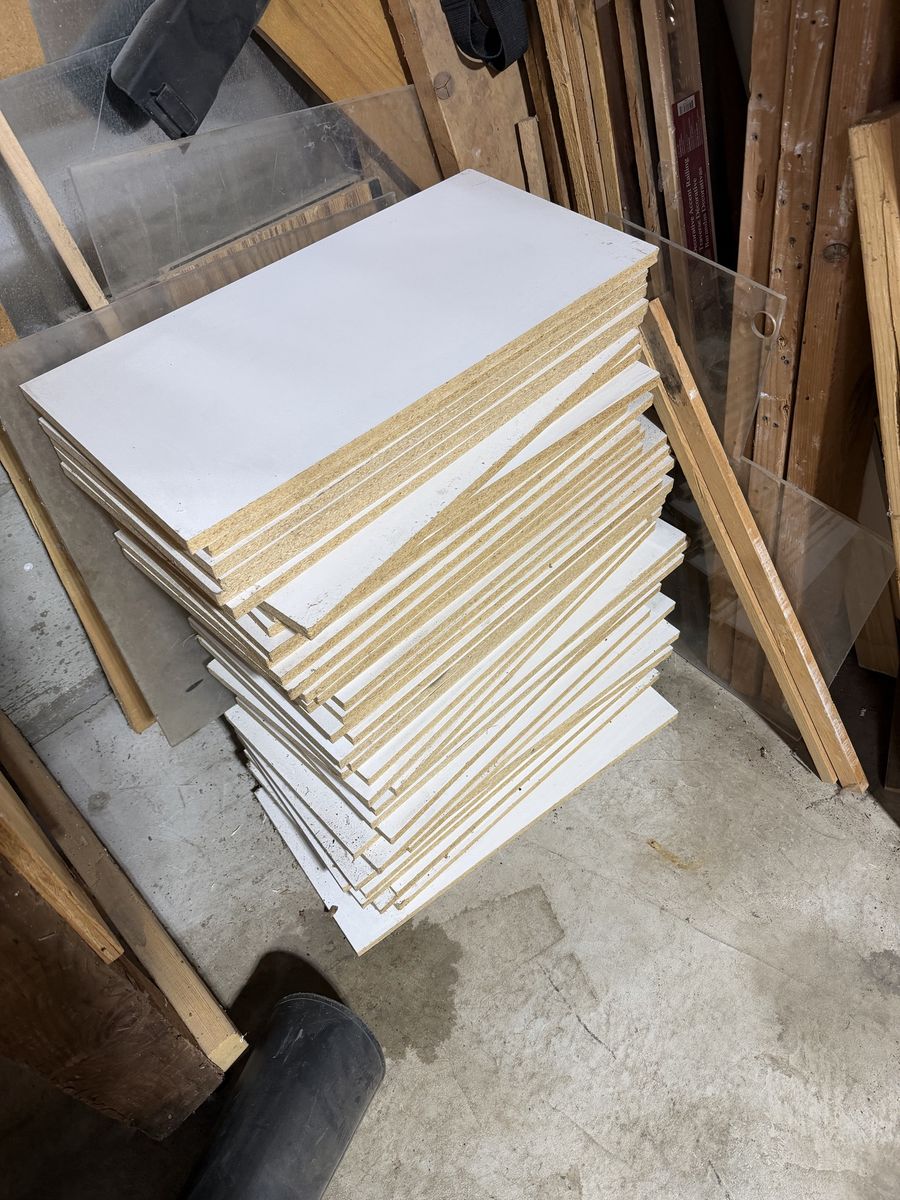 Wood laminate shelving boards
