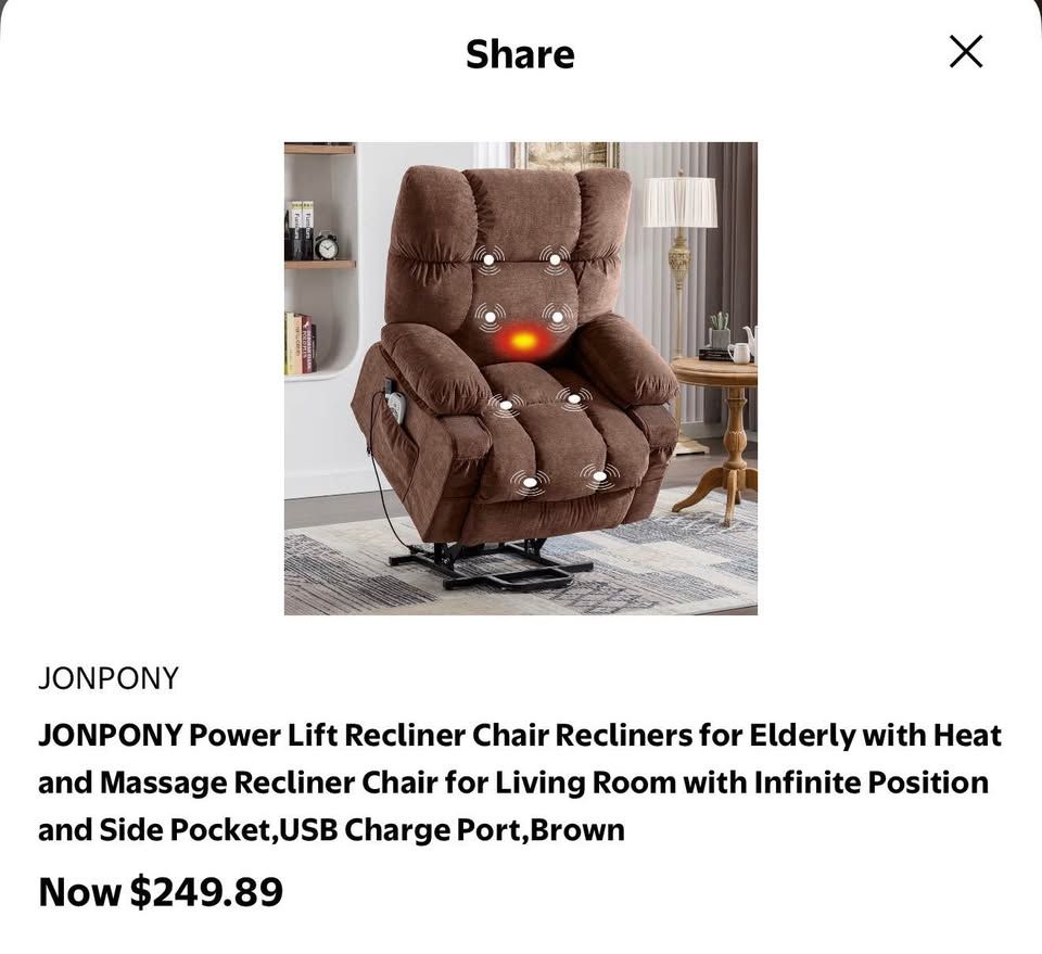 2 JONPONY Power Lift Recliners w/ heat and massage