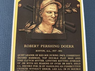 Hand Signed Bobby Doerr Autographed National Baseball Hall of Fame Yellow Plaque Card & 1900’s Black & White Baseball Card