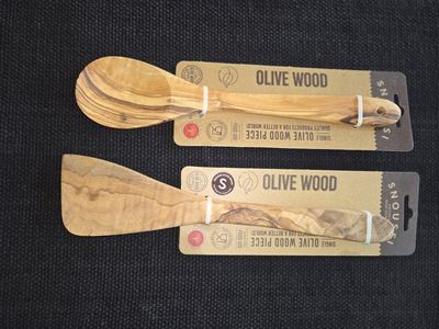 Snoussi Olive Wood Cooking Utensils Set - Wooden Spoon and Spatula