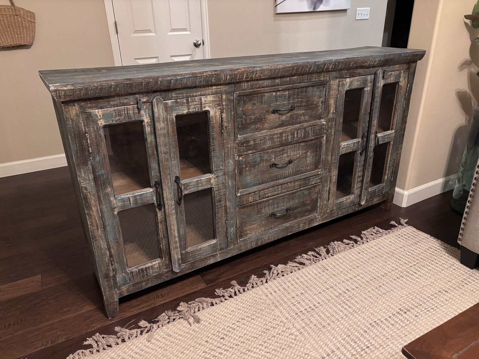Solid wood media console