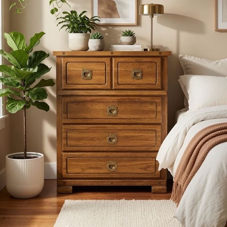 Solid Wood 5-Drawer Dresser - 34" W x 18" D x 42.5" H - Spacious Storage