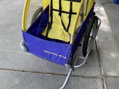 Burley Bee 2-Seat Kids Bike Trailer - Yellow & Blue, Good Condition