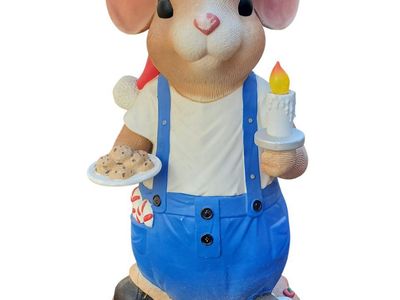 Christmas Mouse Blow Mold with Cookies and Candle