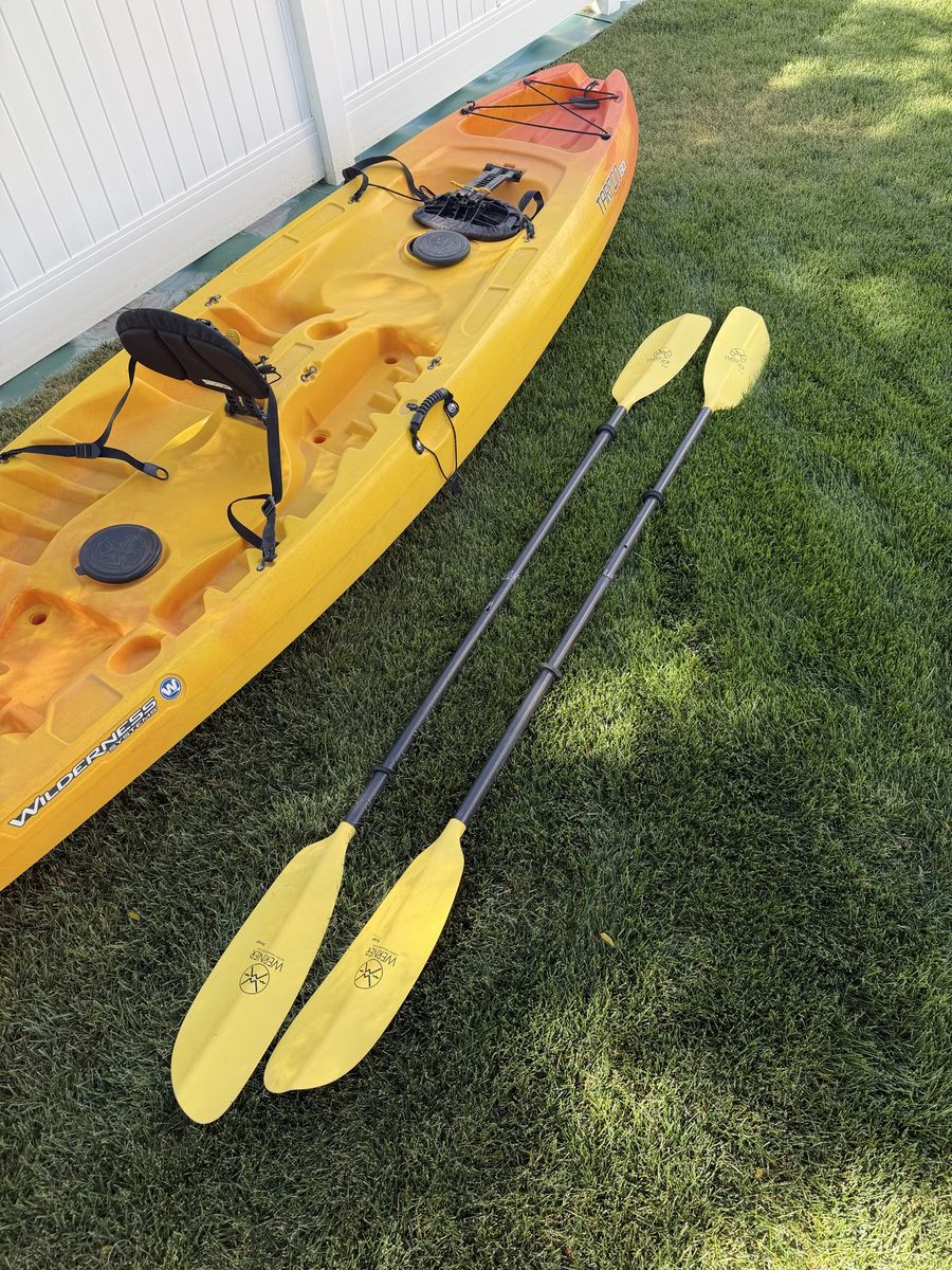 Wilderness Systems Tarpon 130T Tandem Kayak, Paddles and Yakima saddles. 