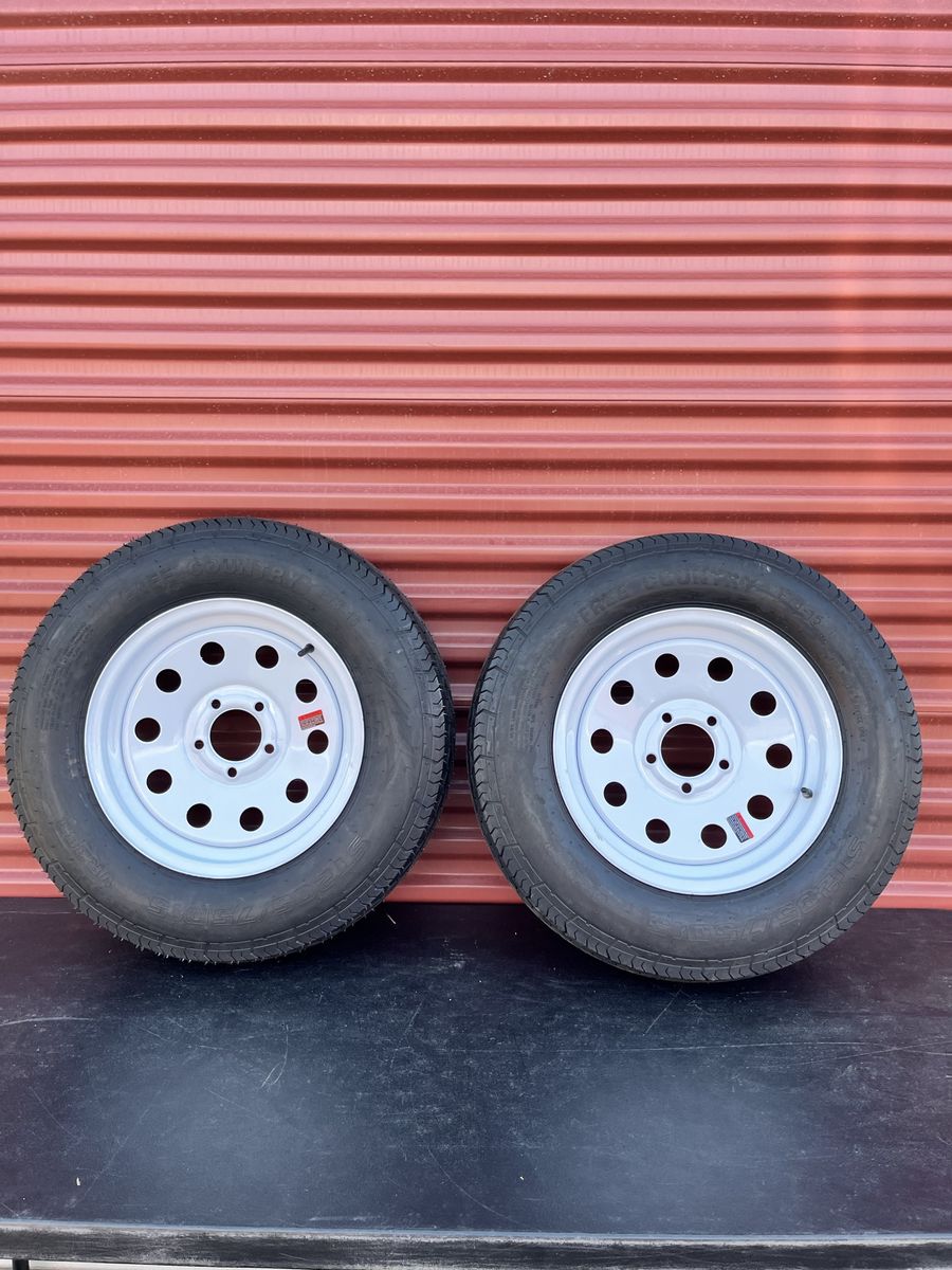 New Set of 2 ST 205/75 D Trailer Tires with Rims