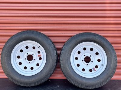 New Set of 2 ST 205/75 D Trailer Tires with Rims