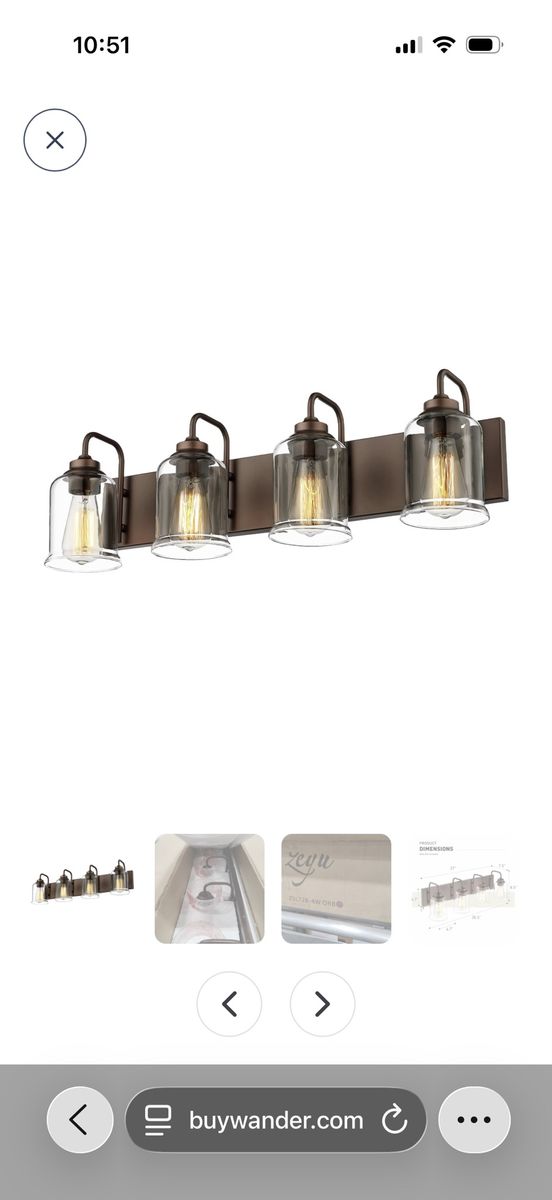 Zeyu Oil Rubbed Bronze Bathroom Vanity Light, 4 Lights